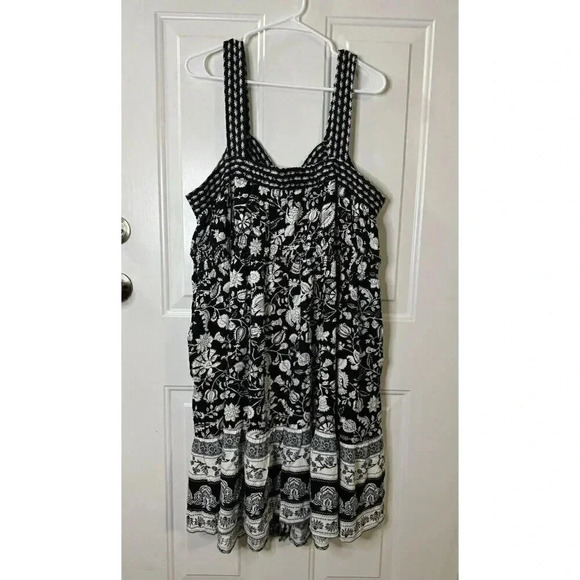 NWT KNOX ROSE Sleeveless Full Button Front Black Floral A-line Dress 2x Boho - Picture 4 of 11